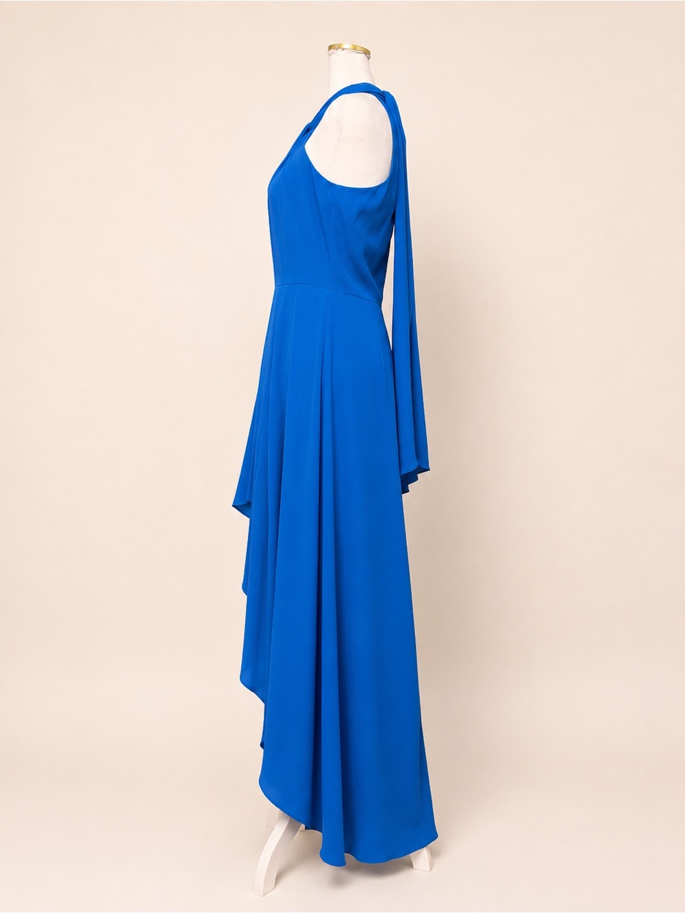 Mark & James Badgley Mischka Blue Halter High Low Gown Size 4 - Picture 4 of 6